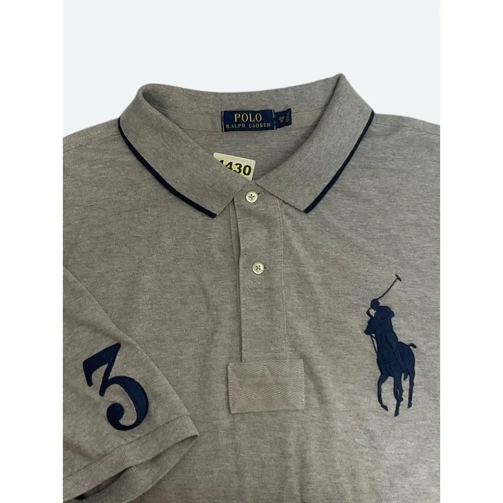 Polo Ralph Lauren Big Pony Short Sleeve Polo Shirt Solid Men's Grey Size 2XB